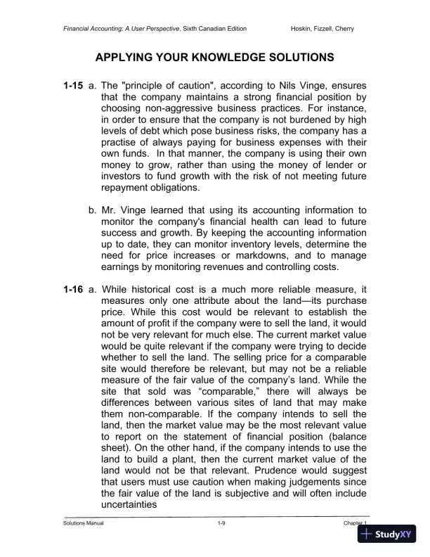 Financial Accounting: A User Perspective , 6th Canadian Edition Solution Manual - Page 10 preview image
