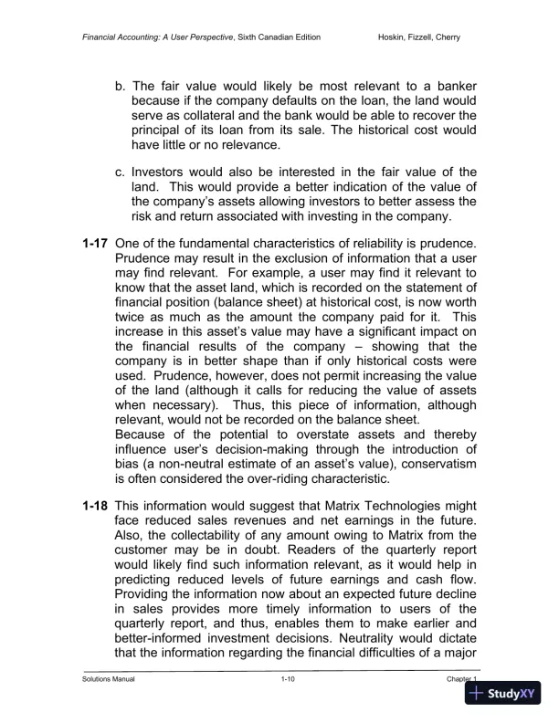 Financial Accounting: A User Perspective , 6th Canadian Edition Solution Manual - Page 11 preview image