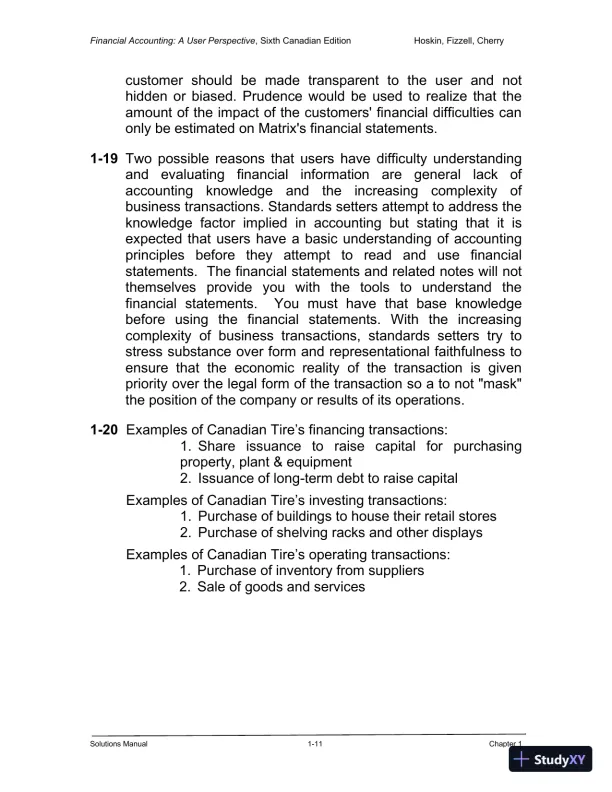 Financial Accounting: A User Perspective , 6th Canadian Edition Solution Manual - Page 12 preview image