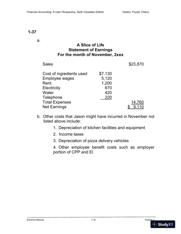 Financial Accounting: A User Perspective , 6th Canadian Edition Solution Manual - Page 19 preview image
