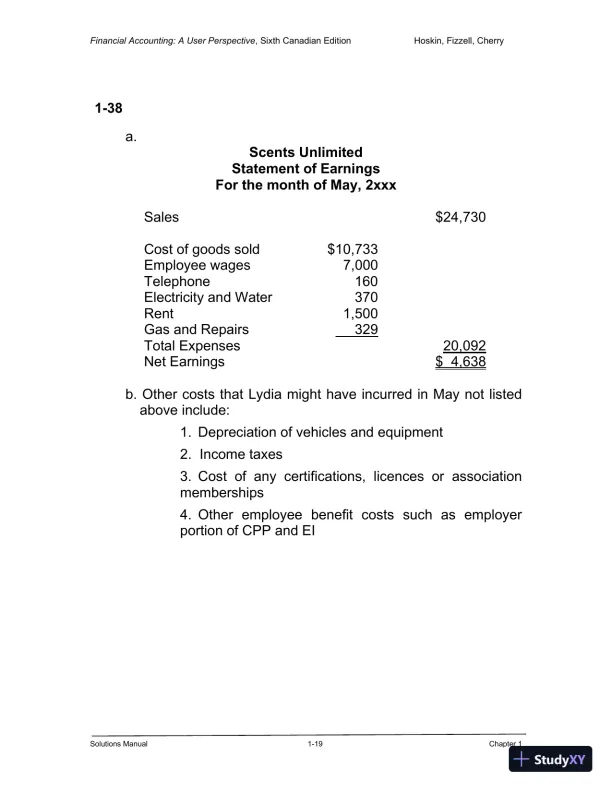 Financial Accounting: A User Perspective , 6th Canadian Edition Solution Manual - Page 20 preview image