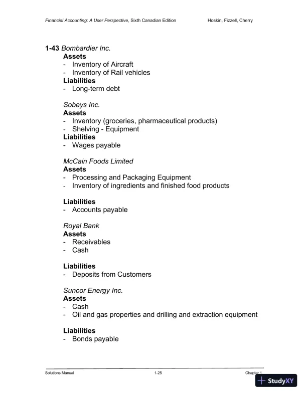 Financial Accounting: A User Perspective , 6th Canadian Edition Solution Manual - Page 26 preview image