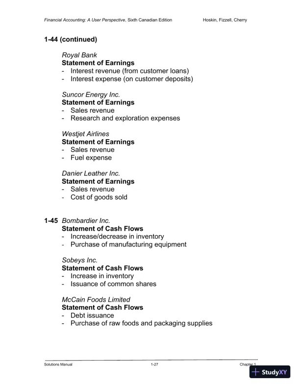 Financial Accounting: A User Perspective , 6th Canadian Edition Solution Manual - Page 28 preview image