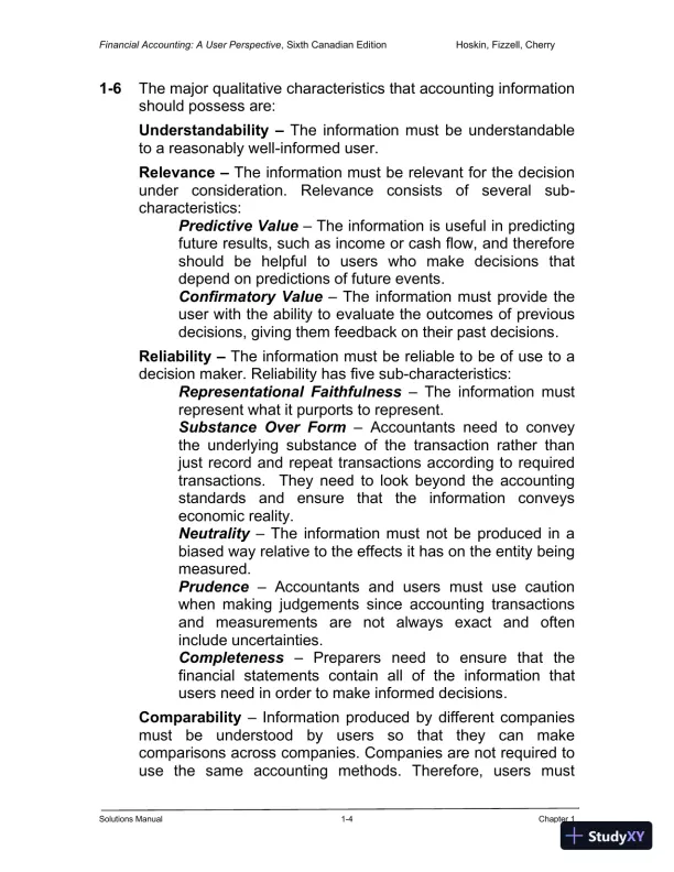 Financial Accounting: A User Perspective , 6th Canadian Edition Solution Manual - Page 5 preview image