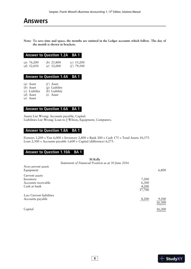 Solution Manual for Frank Wood's Business Accounting , 13th Edition - Page 8 preview image