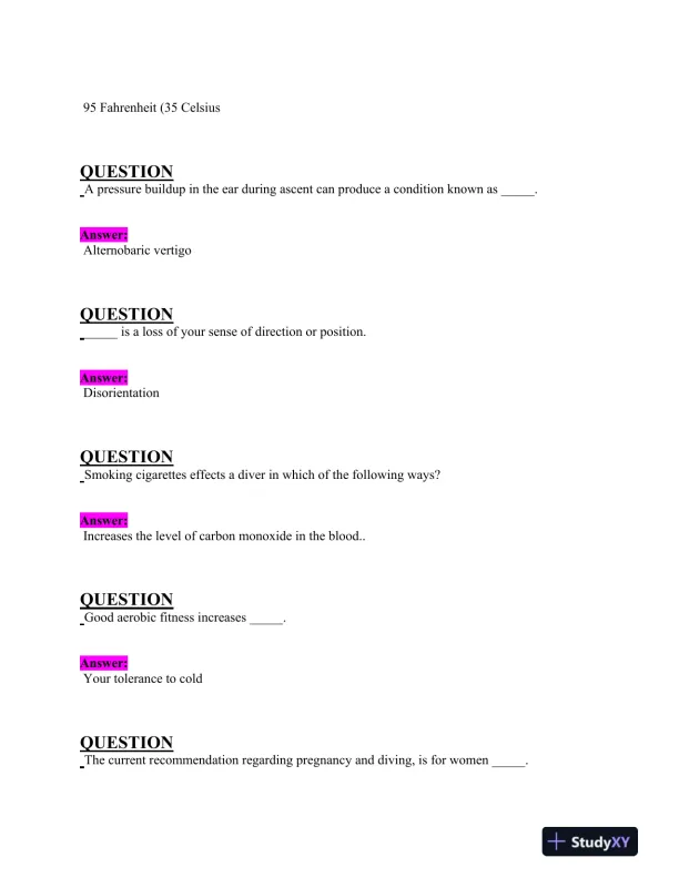 2024-2025 NAUI Physics Diver Master Exam With Answers (132 Solved Questions) - Page 10 preview image