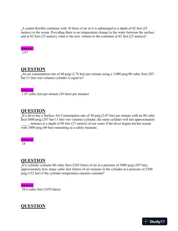 2024-2025 NAUI Physics Diver Master Exam With Answers (132 Solved Questions) - Page 4 preview image