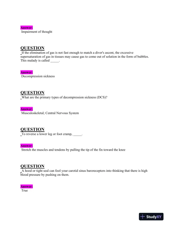 2024-2025 NAUI Physics Diver Master Exam With Answers (132 Solved Questions) - Page 8 preview image