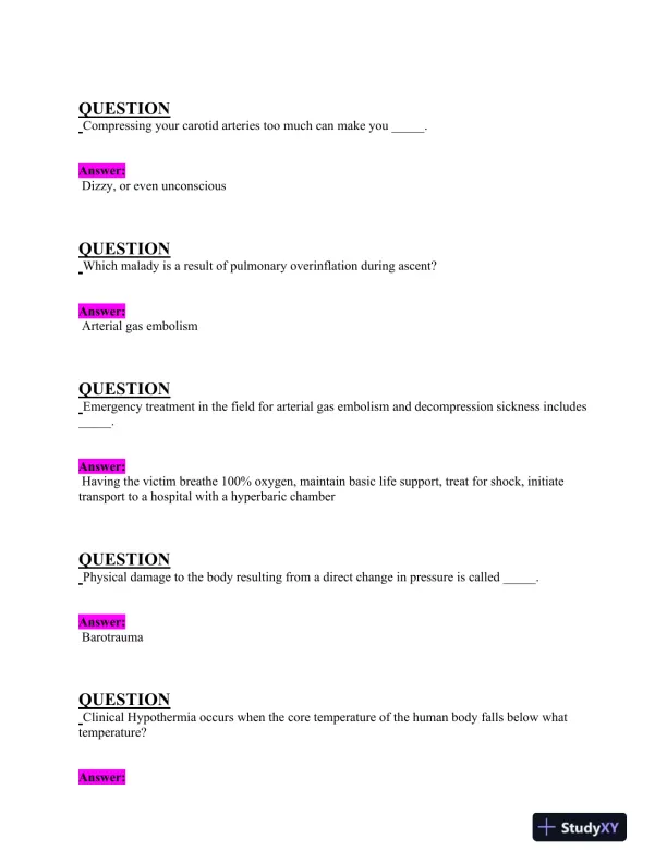 2024-2025 NAUI Physics Diver Master Exam With Answers (132 Solved Questions) - Page 9 preview image