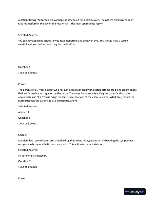 NURS6521 Cardiovascular Midterm Exam With Answers (101 Solved Questions) - Page 3 preview image