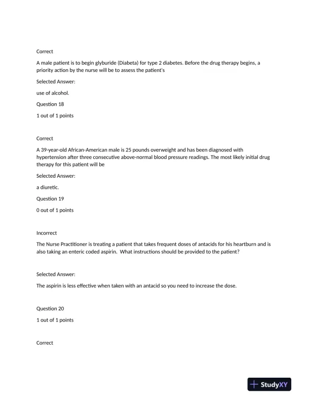 NURS6521 Cardiovascular Midterm Exam With Answers (101 Solved Questions) - Page 7 preview image