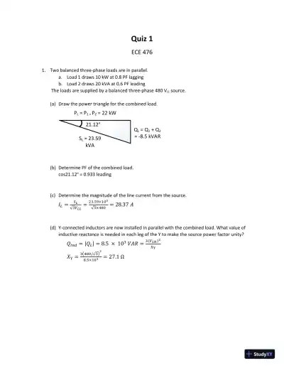 Power System Analysis And Design, 6th Edition Test Bank - Page 1 preview image