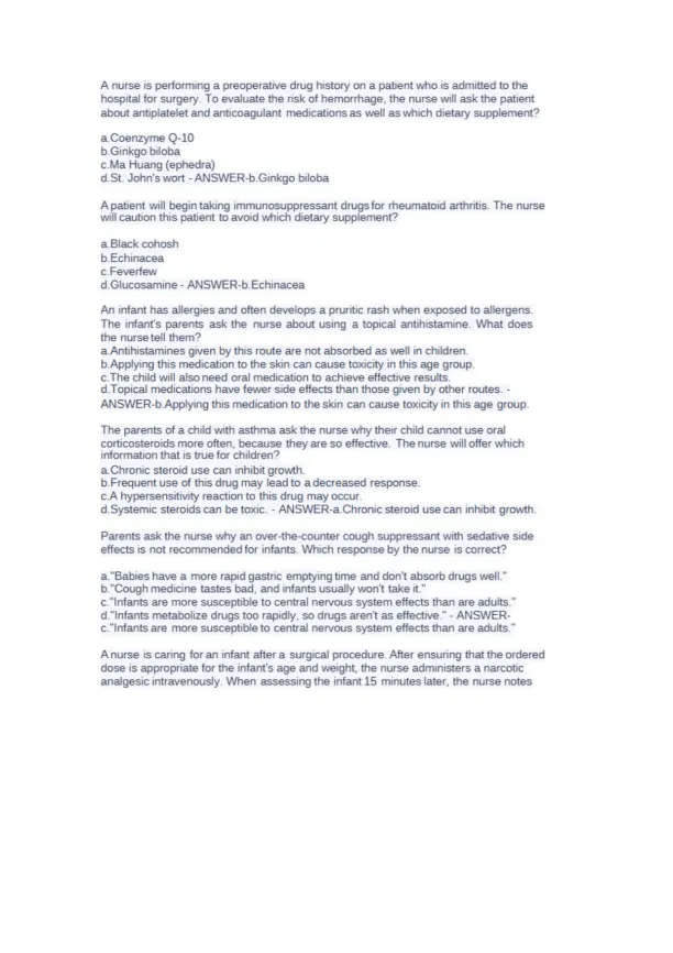 NUR 2474 Pharmacology Final Exam NCLEX Style Pract - Page 10 preview image