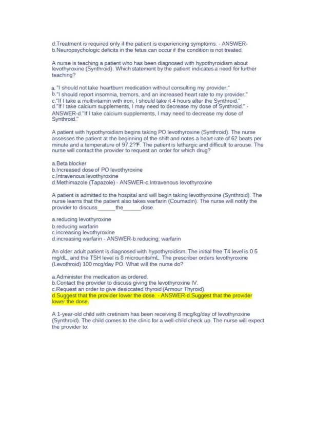 NUR 2474 Pharmacology Final Exam NCLEX Style Pract - Page 3 preview image
