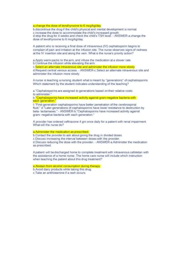NUR 2474 Pharmacology Final Exam NCLEX Style Pract - Page 4 preview image