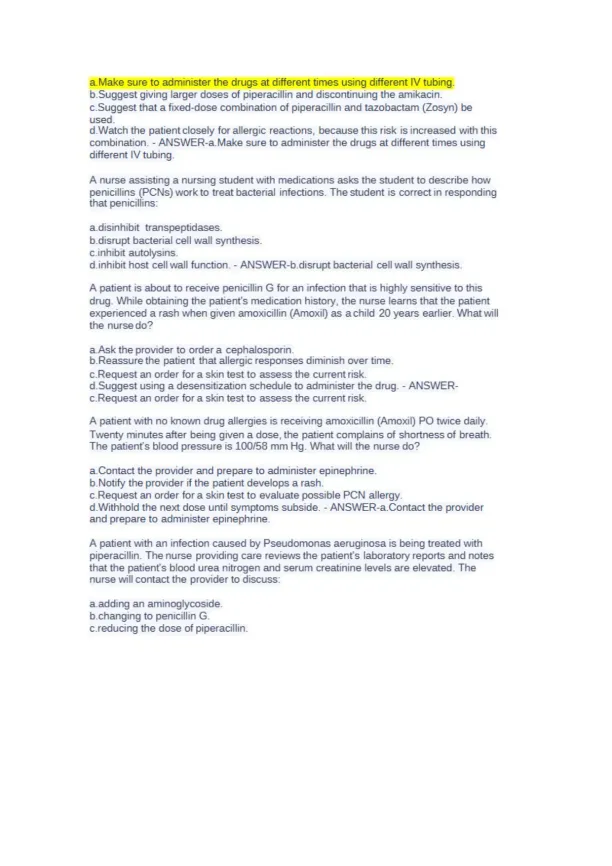 NUR 2474 Pharmacology Final Exam NCLEX Style Pract - Page 6 preview image
