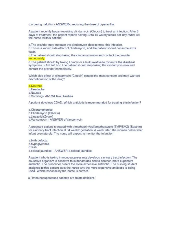 NUR 2474 Pharmacology Final Exam NCLEX Style Pract - Page 7 preview image