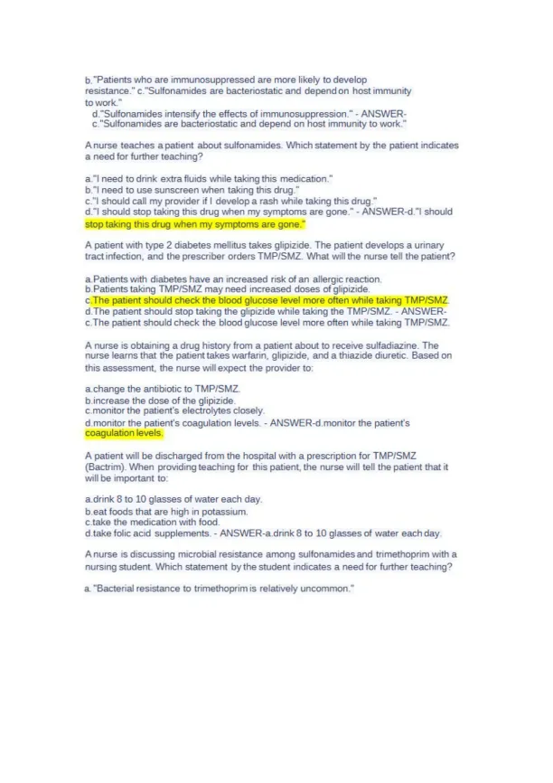 NUR 2474 Pharmacology Final Exam NCLEX Style Pract - Page 8 preview image
