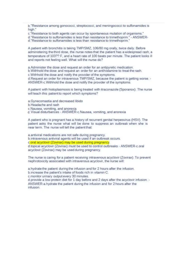 NUR 2474 Pharmacology Final Exam NCLEX Style Pract - Page 9 preview image