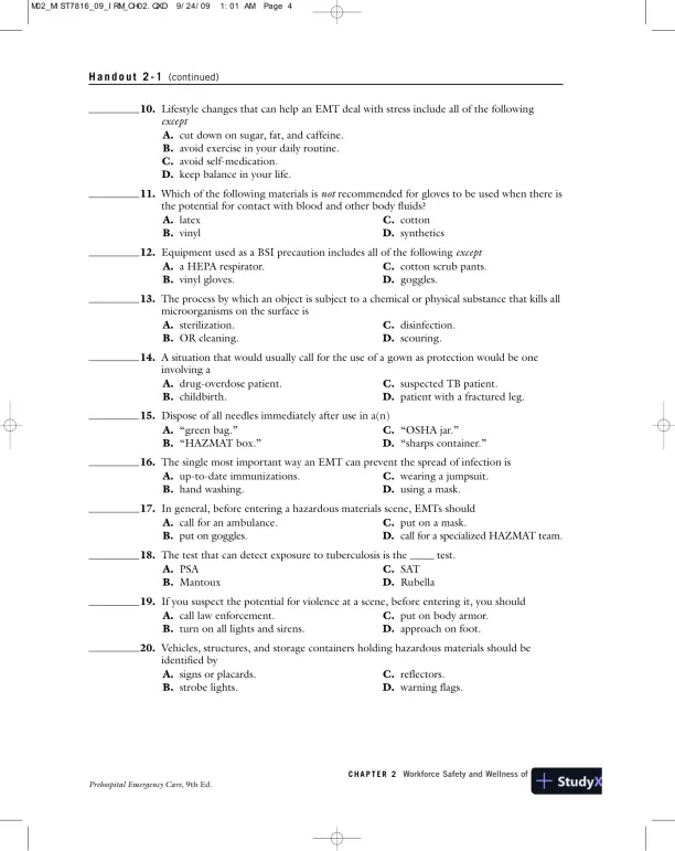 Test Bank For Prehospital Emergency Care, 9th Edition - Page 10 preview image