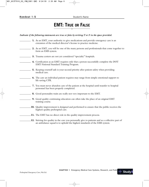 Test Bank For Prehospital Emergency Care, 9th Edition - Page 7 preview image