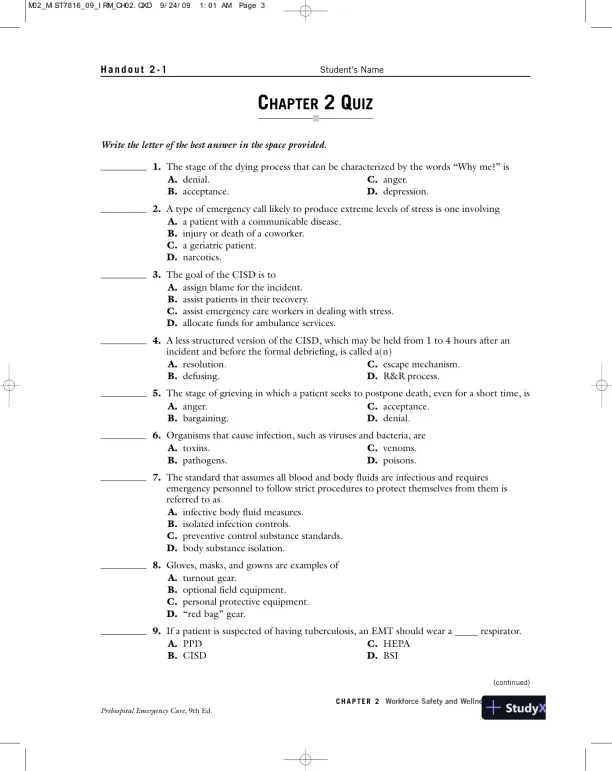 Test Bank For Prehospital Emergency Care, 9th Edition - Page 9 preview image