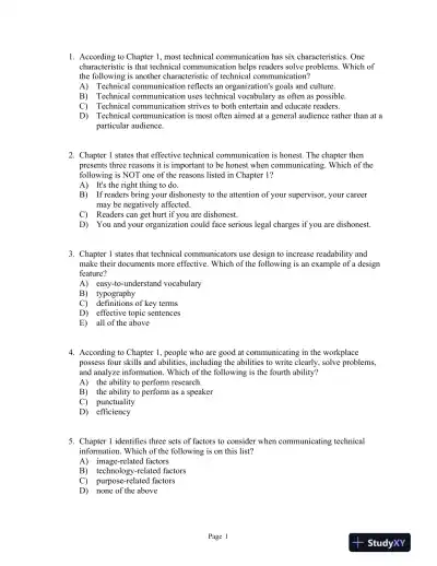 Technical Communication Eleventh Edition Test Bank - Page 1 preview image