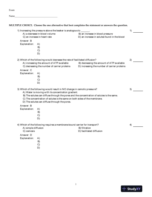 PhysioEx 9.1: Laboratory Simulations In Physiology , 1st Edition Test Bank - Page 1 preview image