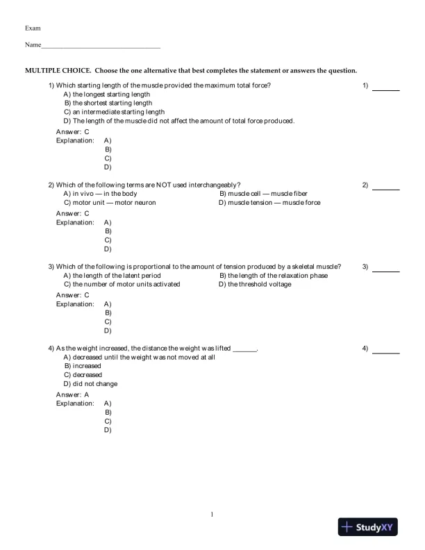 PhysioEx 9.1: Laboratory Simulations In Physiology , 1st Edition Test Bank - Page 13 preview image