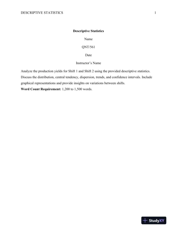 QNT/561 Descriptive Statistics - Page 1 preview image