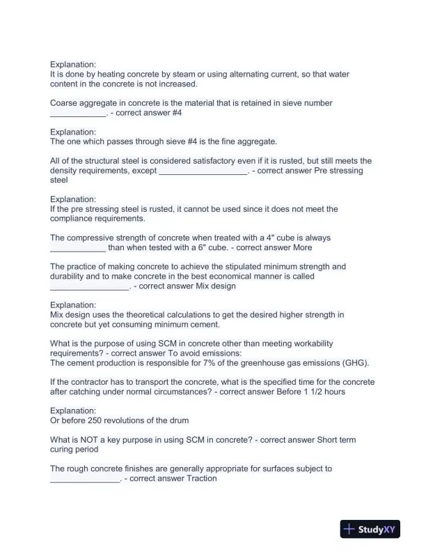 2023 CSLB Construction Concrete C8 License Practice Test With Answers (73 Solved Questions) - Page 4 preview image