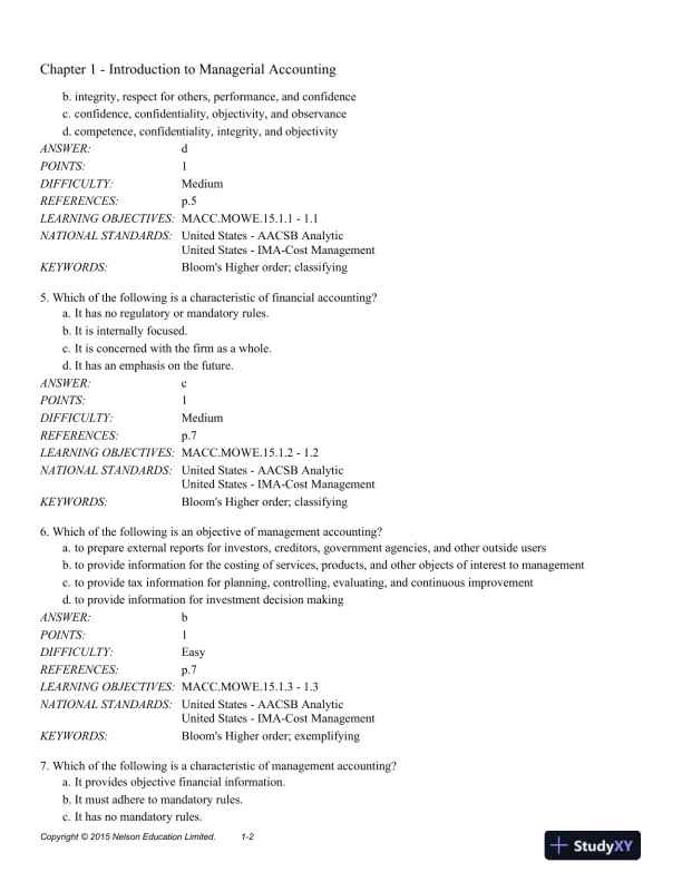 Cornerstones of Managerial Accounting 2nd Edition Test Bank - Page 9 preview image
