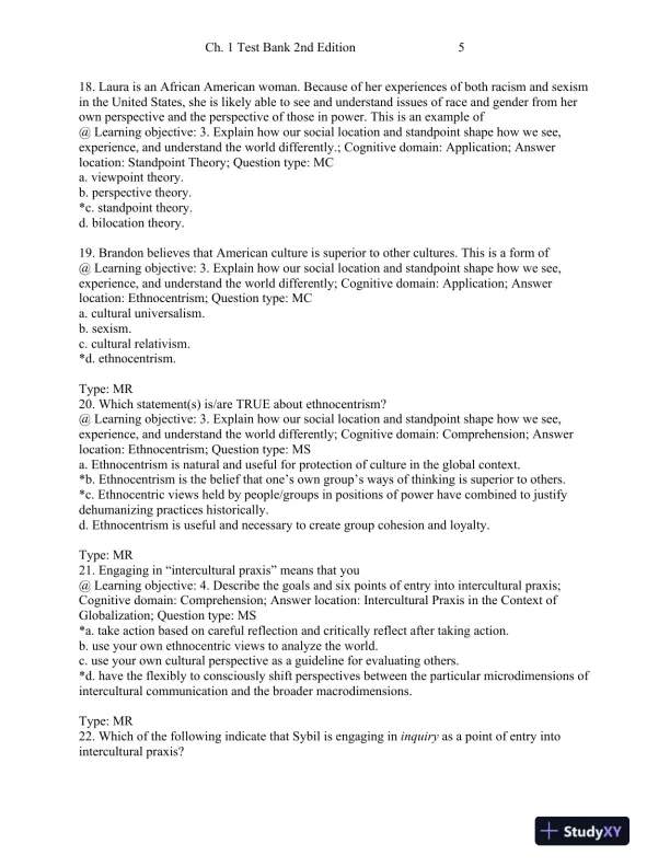 Intercultural Communication: Globalization and Social Justice Second Edition Test Bank - Page 6 preview image