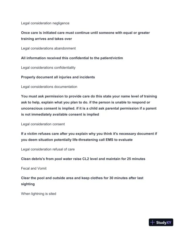 2024-2025 Lifeguard Final Exam with Answers (69 Solved Questions) - Page 3 preview image