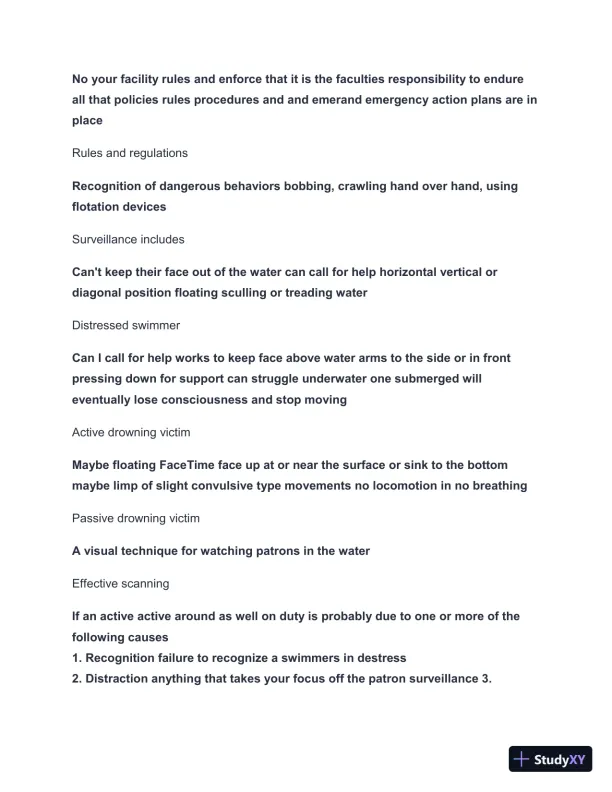 2024-2025 Lifeguard Final Exam with Answers (69 Solved Questions) - Page 4 preview image
