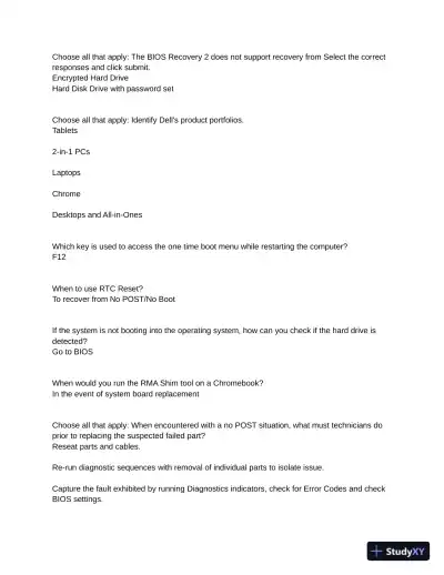 2021 Dell Client Foundations Practice Exam with Answers (69 Solved Questions) - Page 1 preview image