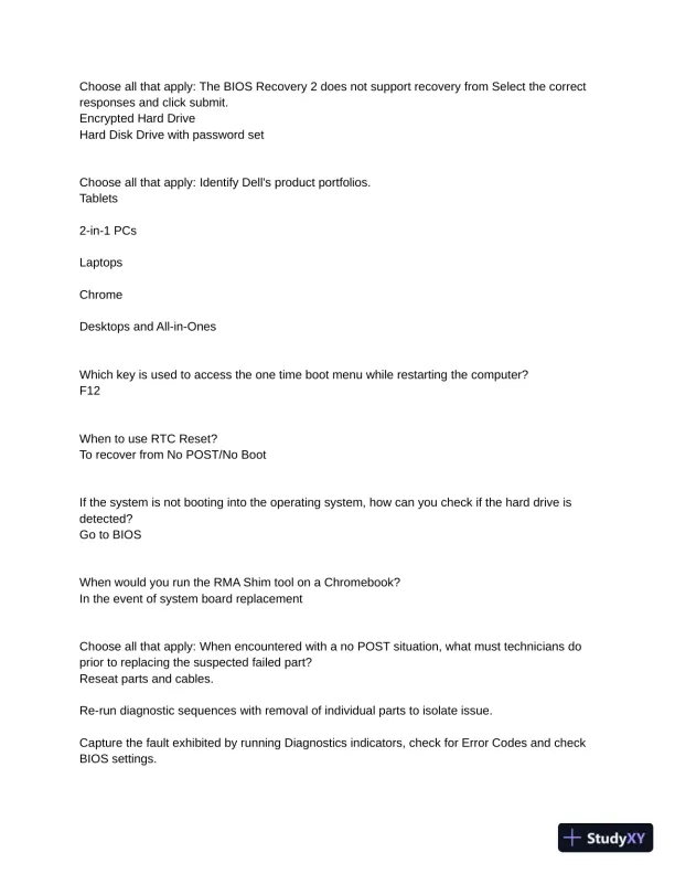 2021 Dell Client Foundations Practice Exam with Answers (69 Solved Questions) - Page 1 preview image