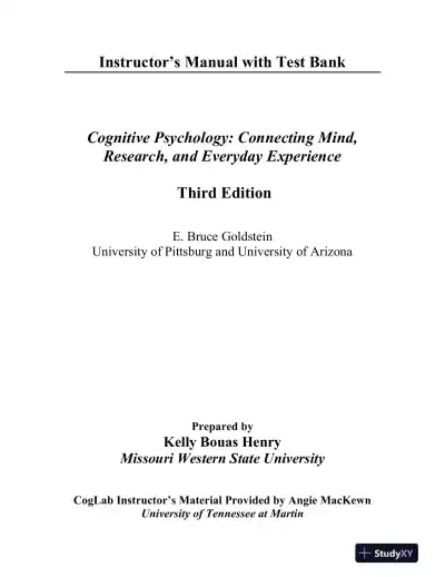Test Bank For Cognitive Psychology: Connecting Mind, Research And Everyday Experience, 3rd Edition - Page 1 preview image