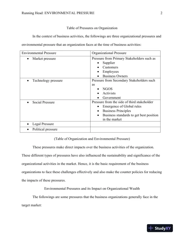 Organizational and Environmental Pressures on Organizations - Page 3 preview image