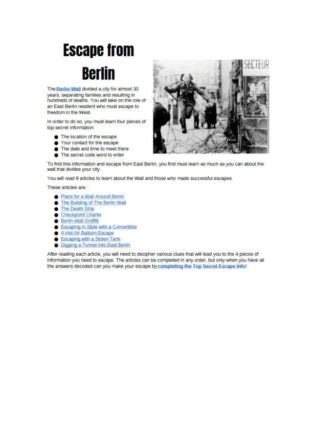 Jake Tripoli U S HISTORY RESOURCE Escape from Berl - Page 1 preview image