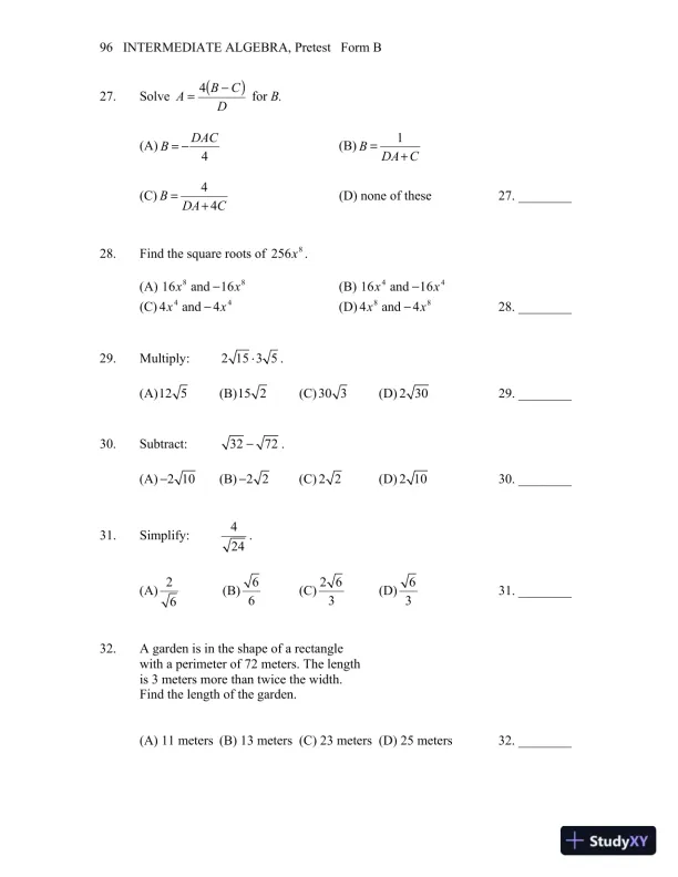 Test Bank for Intermediate Algebra, 13th Edition - Page 10 preview image