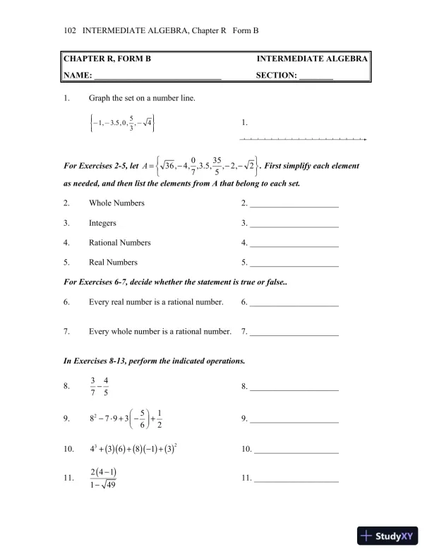 Test Bank for Intermediate Algebra, 13th Edition - Page 16 preview image