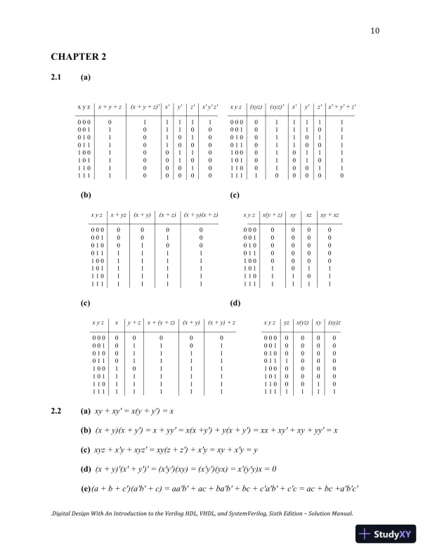 Digital Design: With an Introduction to the Verilog HDL, VHDL, and SystemVerilog, 6th Edition Solution Manual - Page 11 preview image