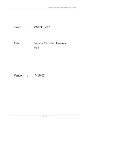 Veeam Certified Engineer VMCE-V12 - Page 1 preview image