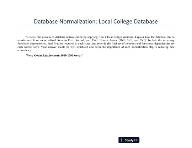Database Normalization: Local College Database - Page 1 preview image