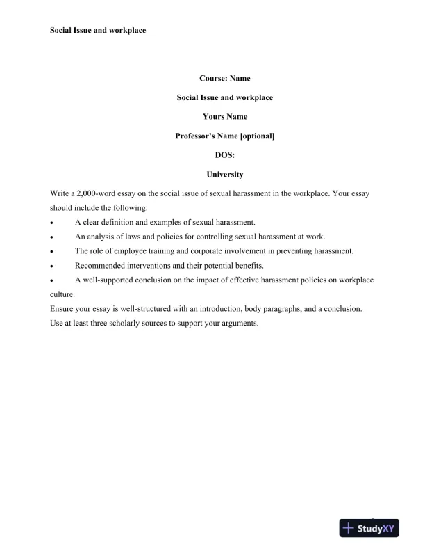 Social Issue and Workplace - Page 1 preview image
