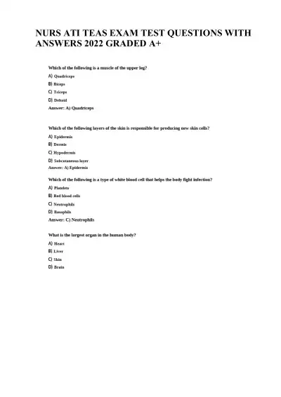 NURS ATI TEAS Exam Test - Page 1 preview image