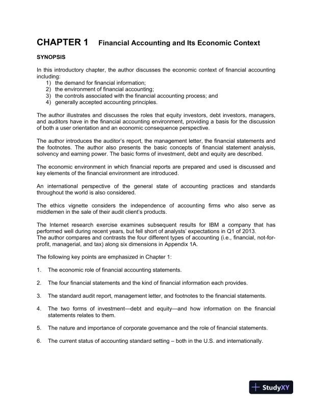 Class Notes for Financial Accounting in an Economic Context, 9th Edition - Page 1 preview image