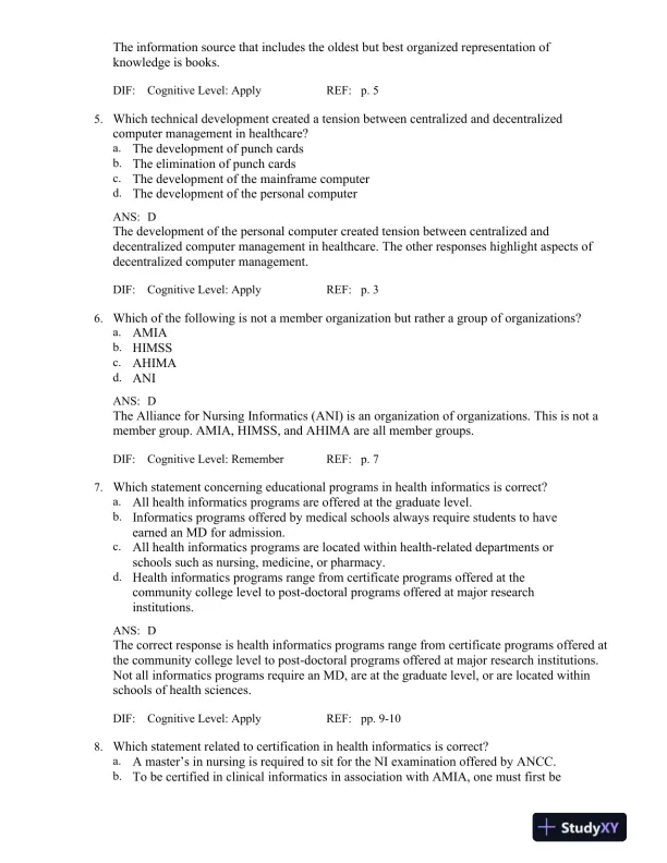Test Bank for Health Informatics: An Interprofessional Approach, 1st Edition - Page 3 preview image