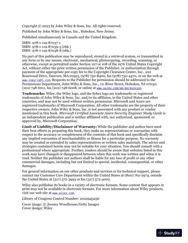 MCA Microsoft Certified Associate Azure Security Engineer Study Guide: Exam AZ-500 (2022) - Page 13 preview image